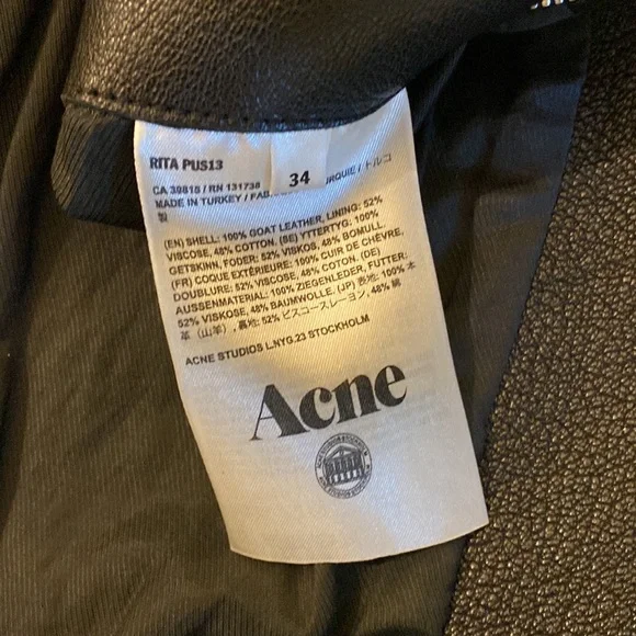 Acne Studios Black Leather Rita Jacket size 34 - Picture 9 of 15
